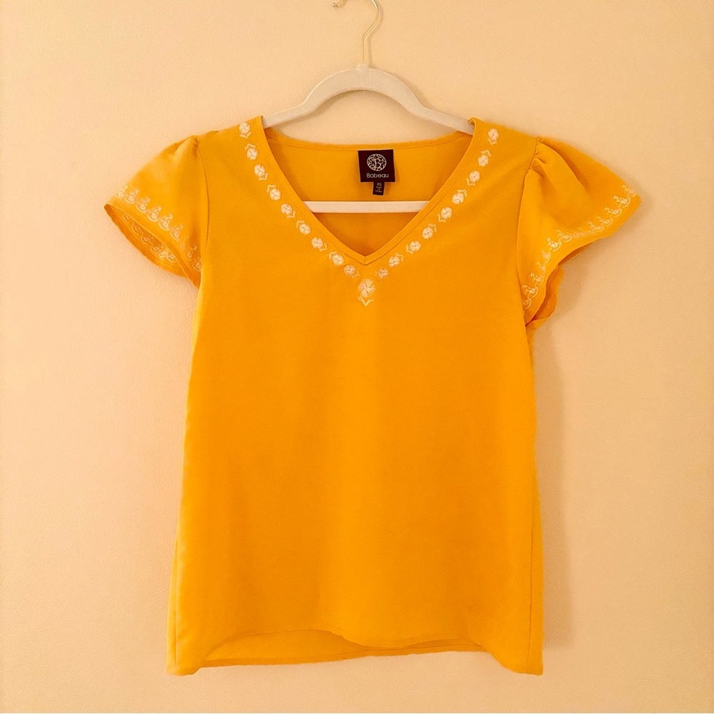 bright spring embroidered v-neck blouse